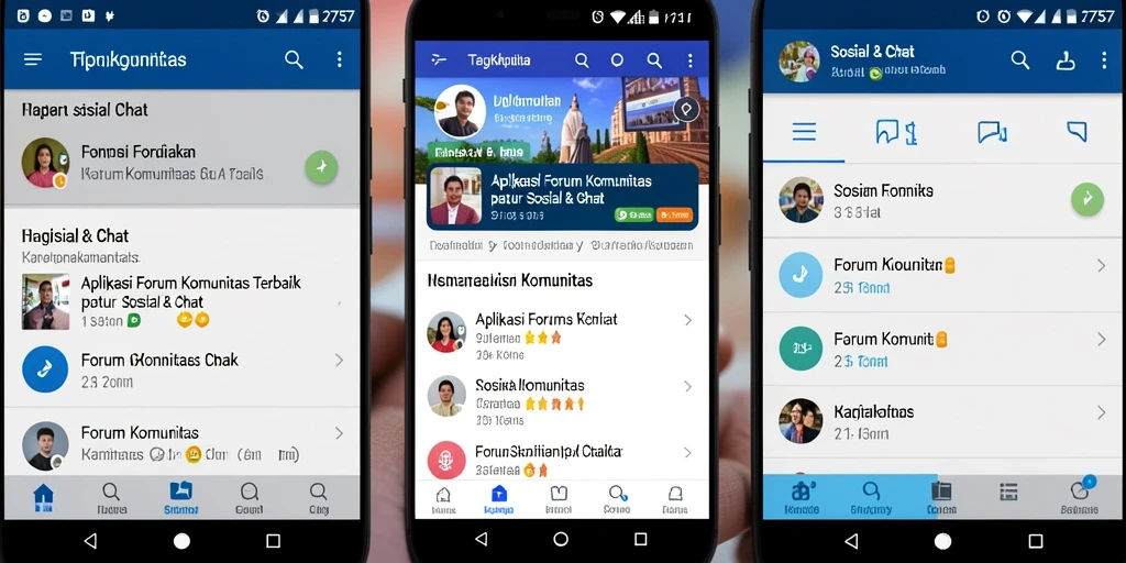 Antarmuka aplikasi Forum Komunitas 2757 yang menarik dan interaktif.