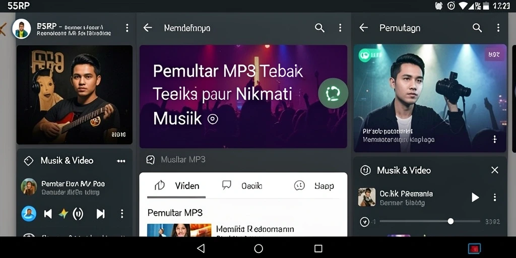 Tampilan utama aplikasi Pemutar MP3 55RP yang intuitif dan modern.