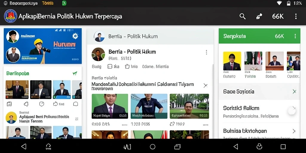 Tampilan antarmuka aplikasi 66K untuk berita politik hukum.