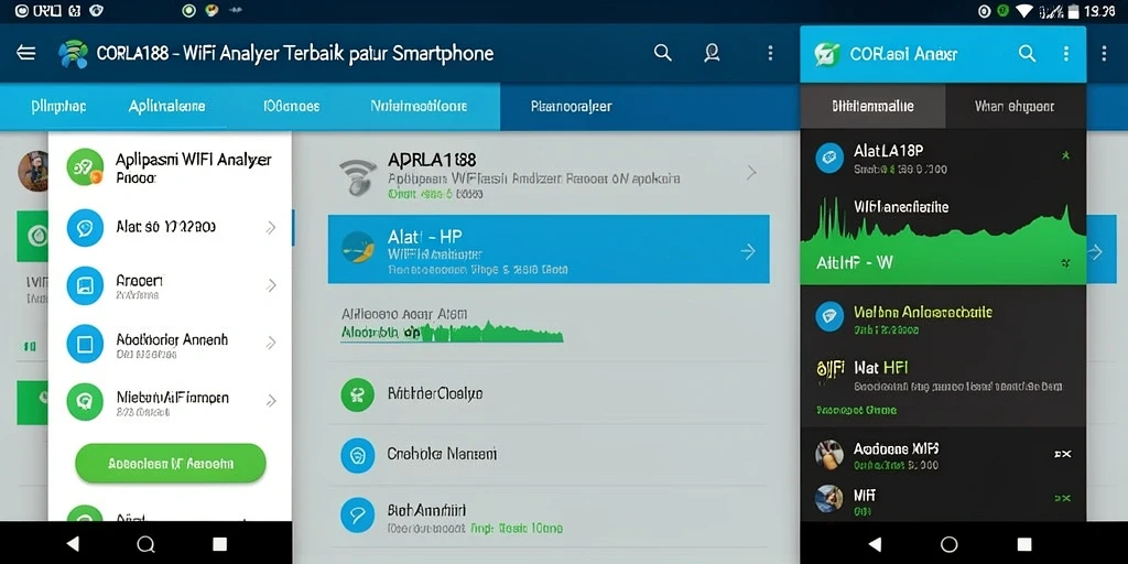 Screenshot utama CORLA188 menampilkan antarmuka fungsi WiFi Analyzer yang intuitif.