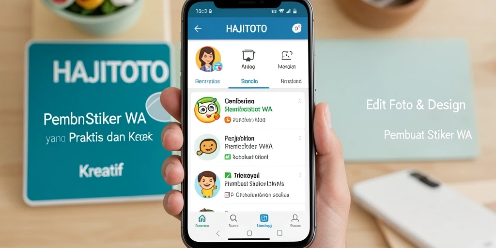 Antarmuka aplikasi HAJITOTO untuk membuat stiker WA yang intuitif.