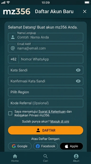 Buat Akun Baru mz356 dengan Mudah